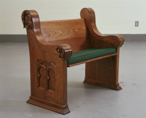 pew refinishing re-upholstery