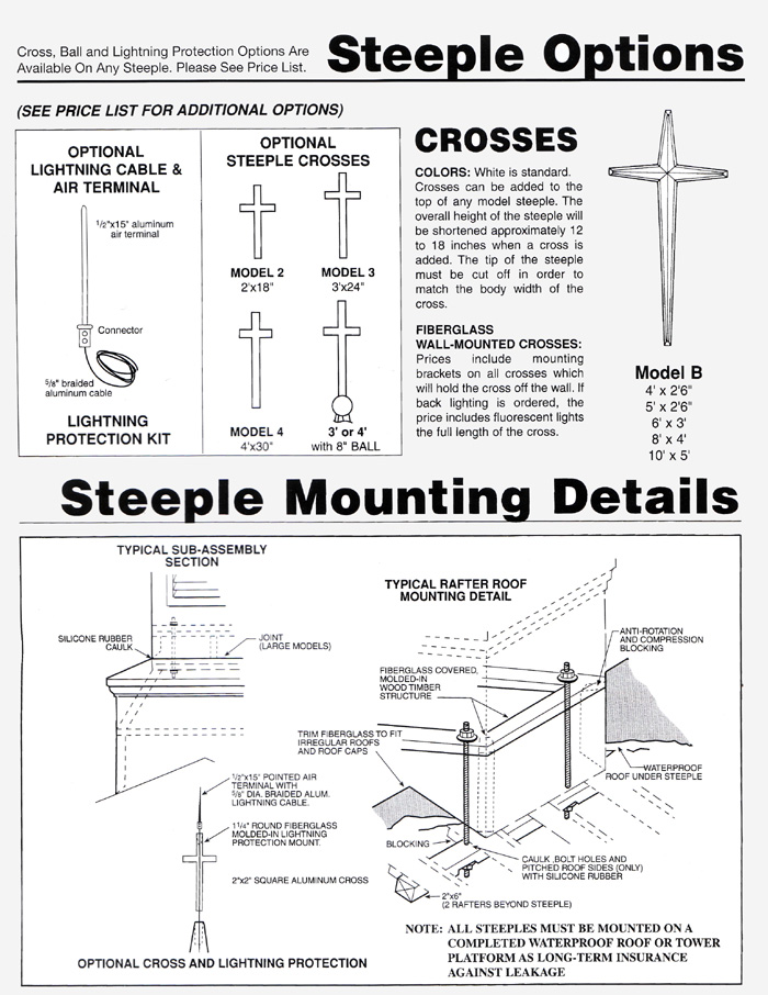 Fiberglass Church Steeple 10 ft Height